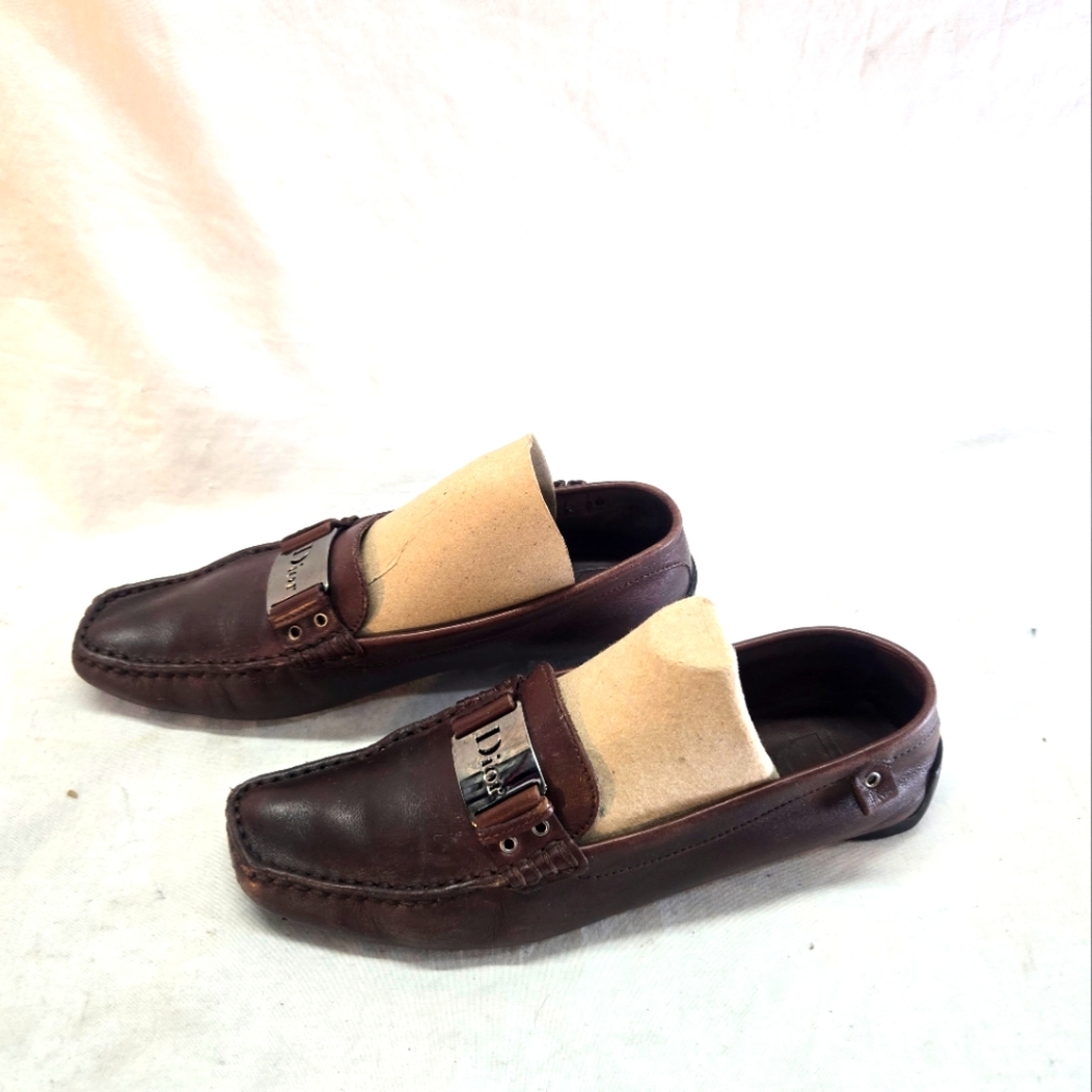 Christian Dior Women's Size 38 Brown Leather Loafers Shoes - Picture 3 of 10